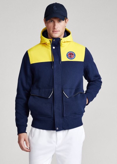 Chaquetas Polo Ralph Lauren Hombre Amarillos / Azul Marino - Fleece Hybrid - BYOTA1750